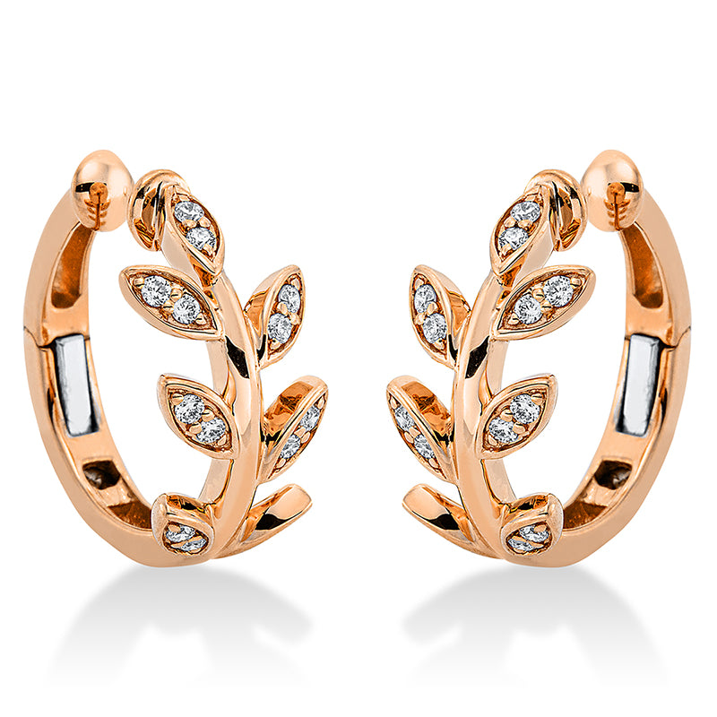 Ohrschmuck - Moderner Schmuck aus Gold mit Diamanten, Blätter-Symbol - 2N413