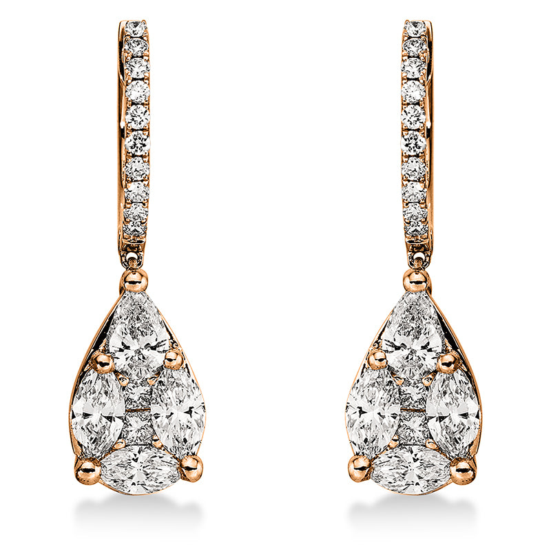Ohrschmuck    aus 750/-18 Karat Rotgold mit 32 Diamanten 1