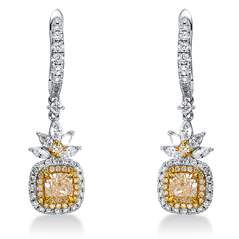 Ohrschmuck    aus 750/-18 Karat Weißgold / Gelbgold mit 114 Diamanten 1