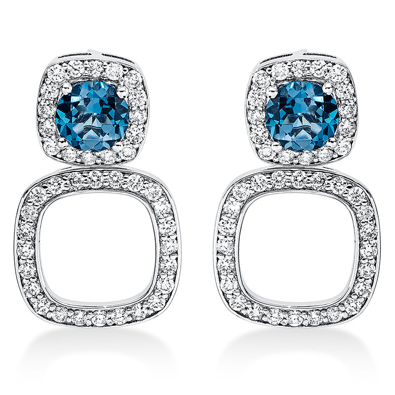 Ohrschmuck mit Topas  aus 750/-18 Karat Weißgold mit 80 Diamanten 0