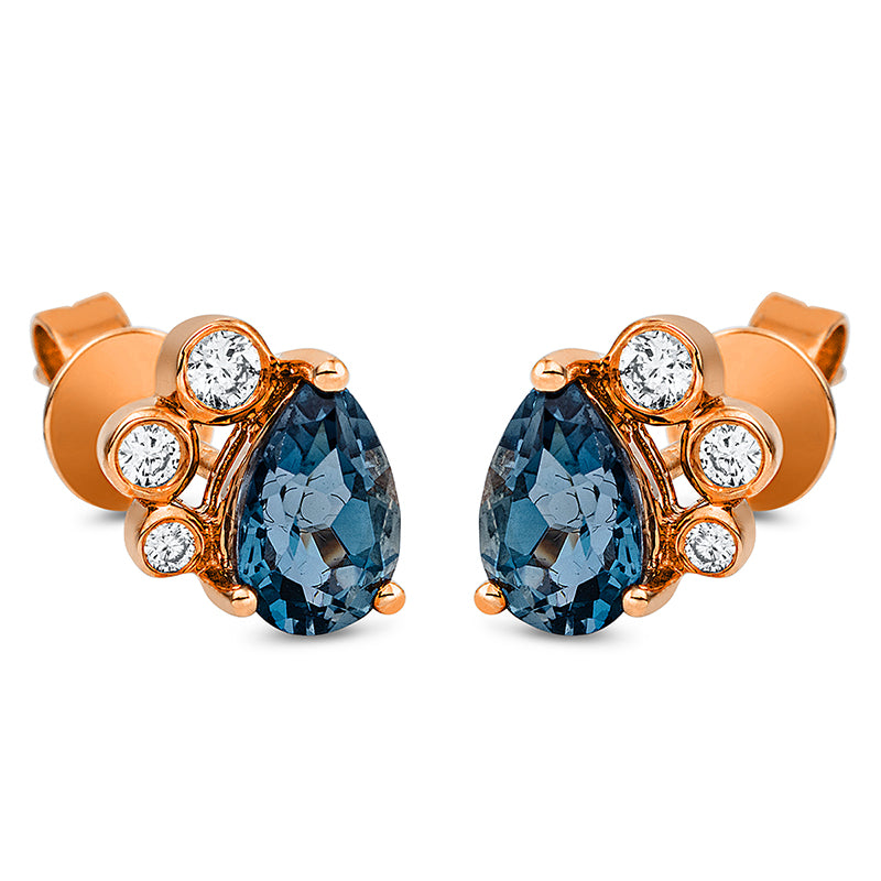 Ohrschmuck mit Topas  aus 750/-18 Karat Rotgold mit 6 Diamanten 0