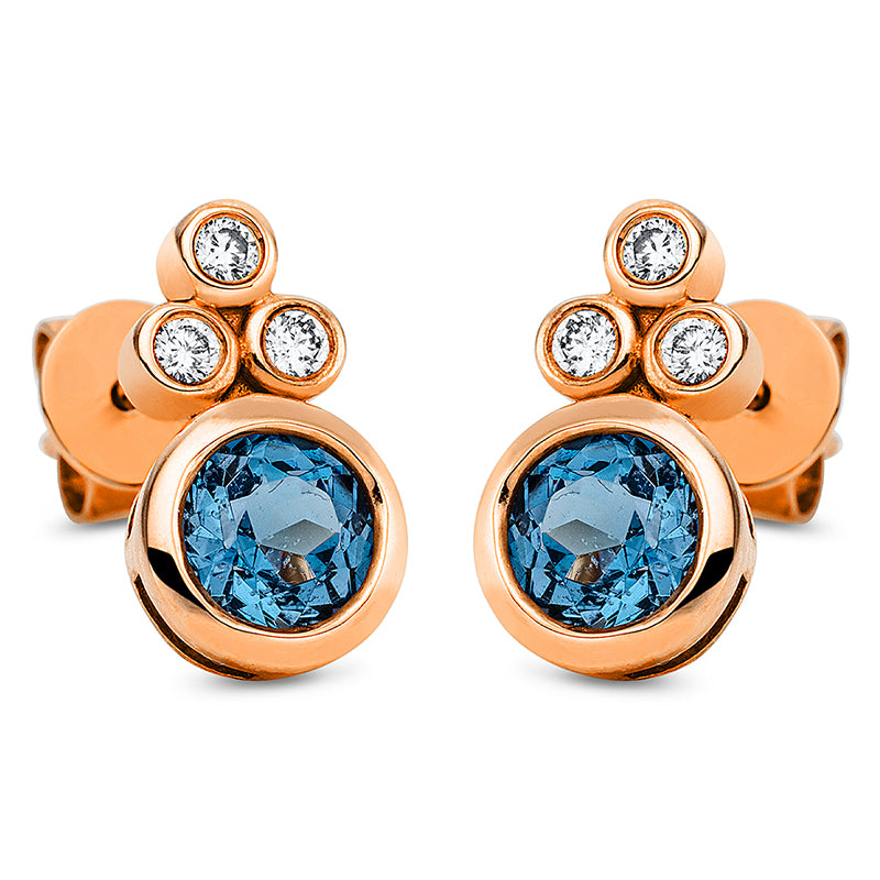 Ohrschmuck mit Topas  aus 750/-18 Karat Rotgold mit 6 Diamanten 0
