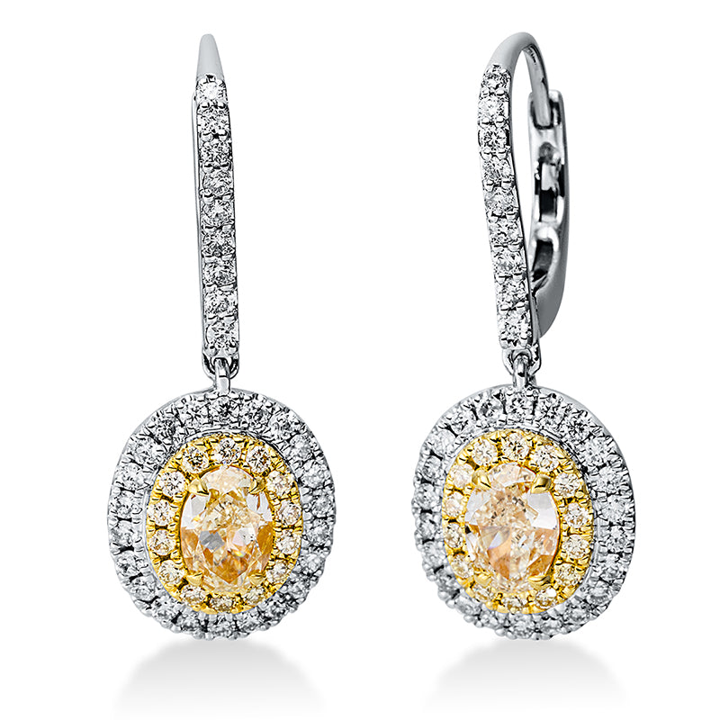 Ohrschmuck    aus 750/-18 Karat Weißgold / Gelbgold mit 92 Diamanten 1