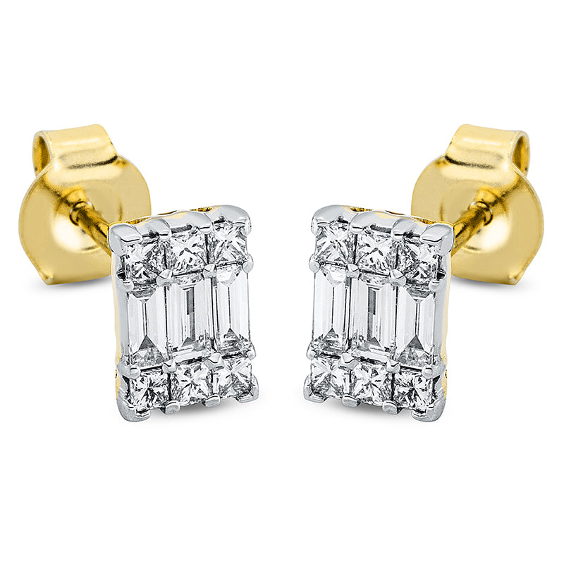 Ohrstecker    aus 750/-18 Karat Gelbgold / Weißgold mit 18 Diamanten 0