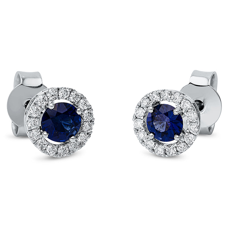 Ohrschmuck mit Saphir  aus 750/-18 Karat Weißgold mit 30 Diamanten 0