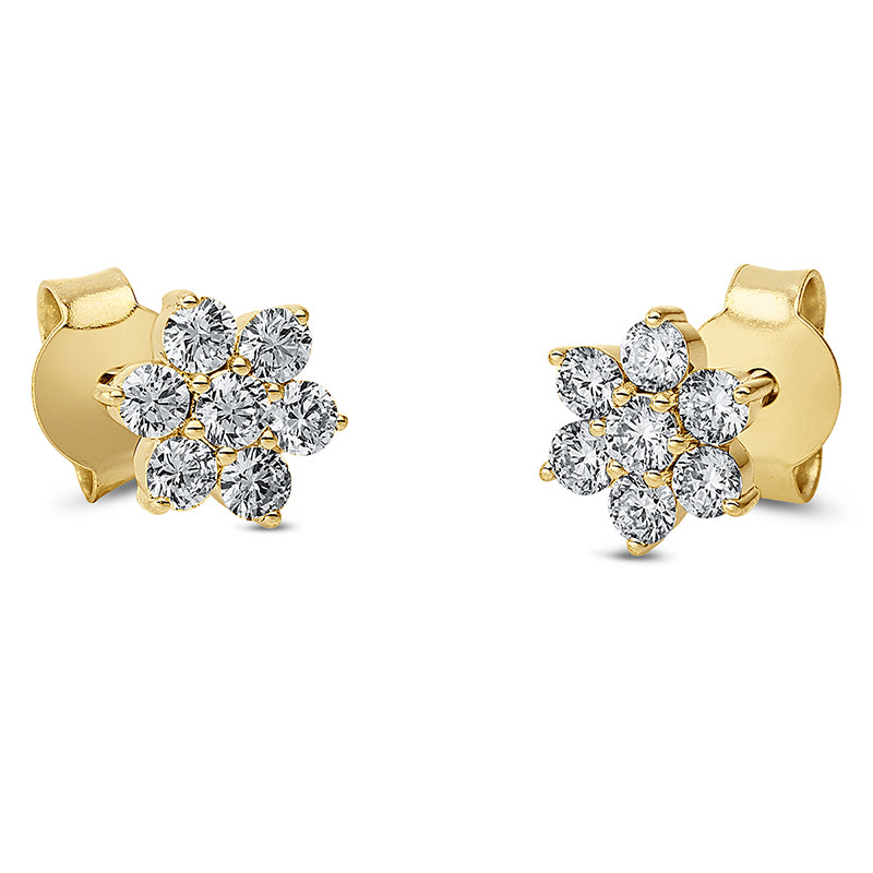 Ohrstecker    aus 750/-18 Karat Gelbgold mit 14 Diamanten 0
