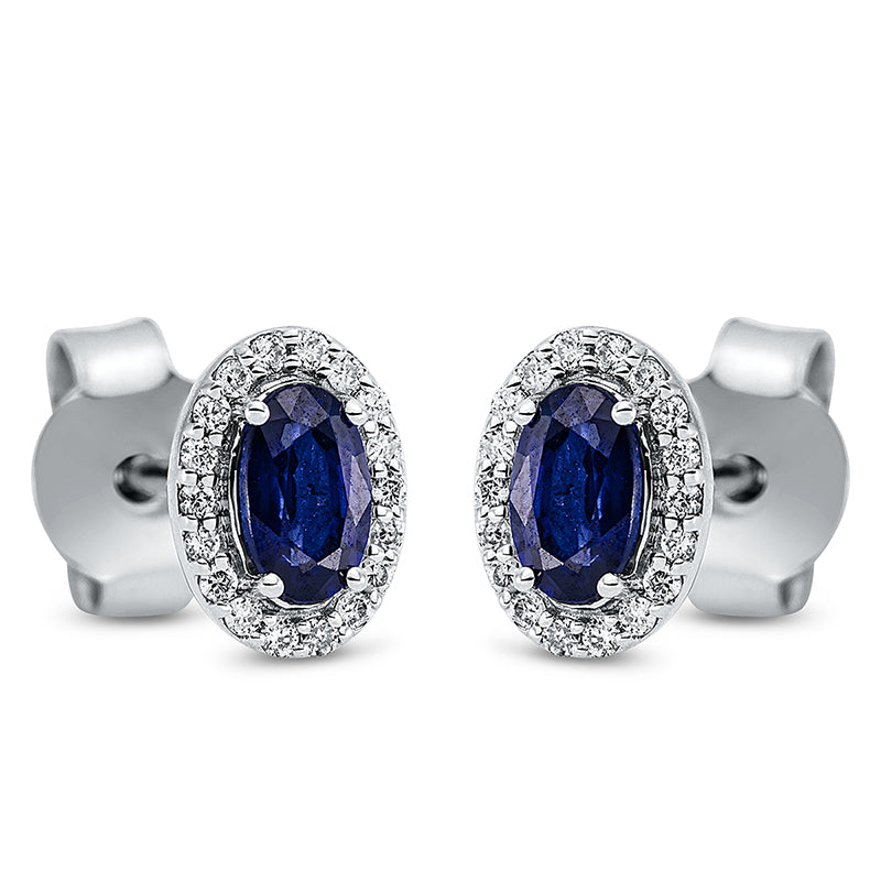 Ohrschmuck mit Saphir  aus 750/-18 Karat Weißgold mit 36 Diamanten 0