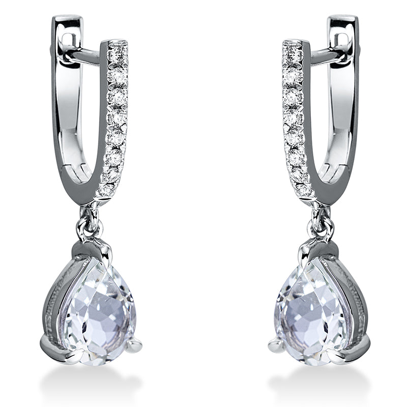 Ohrschmuck mit Amethyst  aus 750/-18 Karat Weißgold mit 16 Diamanten 0