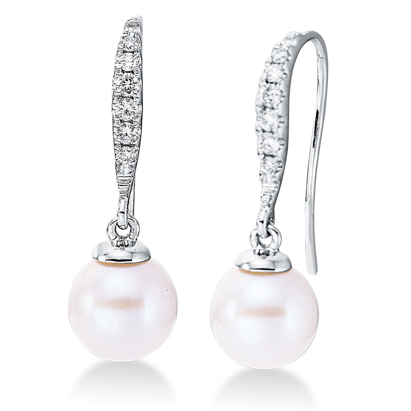 Ohrhänger   mit Süßwasserp aus 750/-18 Karat Weißgold mit 12 Diamanten 0