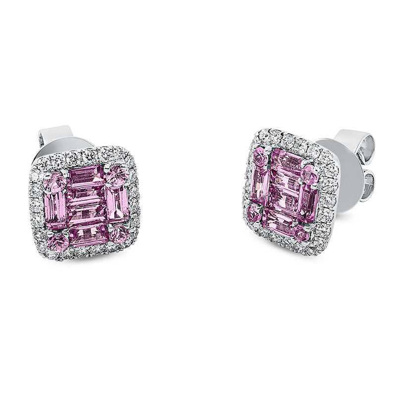 Ohrstecker mit Saphir  aus 750/-18 Karat Weißgold mit 48 Diamanten 0