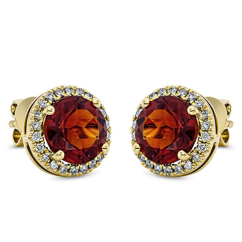 Ohrstecker mit Citrin  aus 750/-18 Karat Gelbgold mit 44 Diamanten 0
