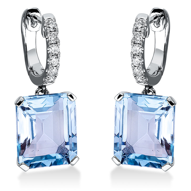 Ohrschmuck mit Topas  aus 750/-18 Karat Weißgold mit 12 Diamanten 0