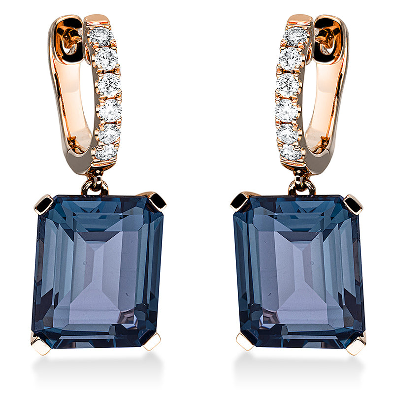 Ohrschmuck mit Topas  aus 750/-18 Karat Rotgold mit 12 Diamanten 0