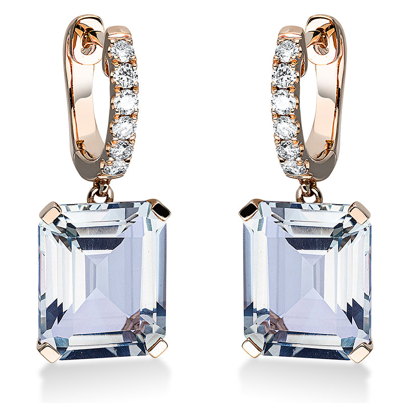 Ohrschmuck mit Amethyst  aus 750/-18 Karat Rotgold mit 12 Diamanten 0