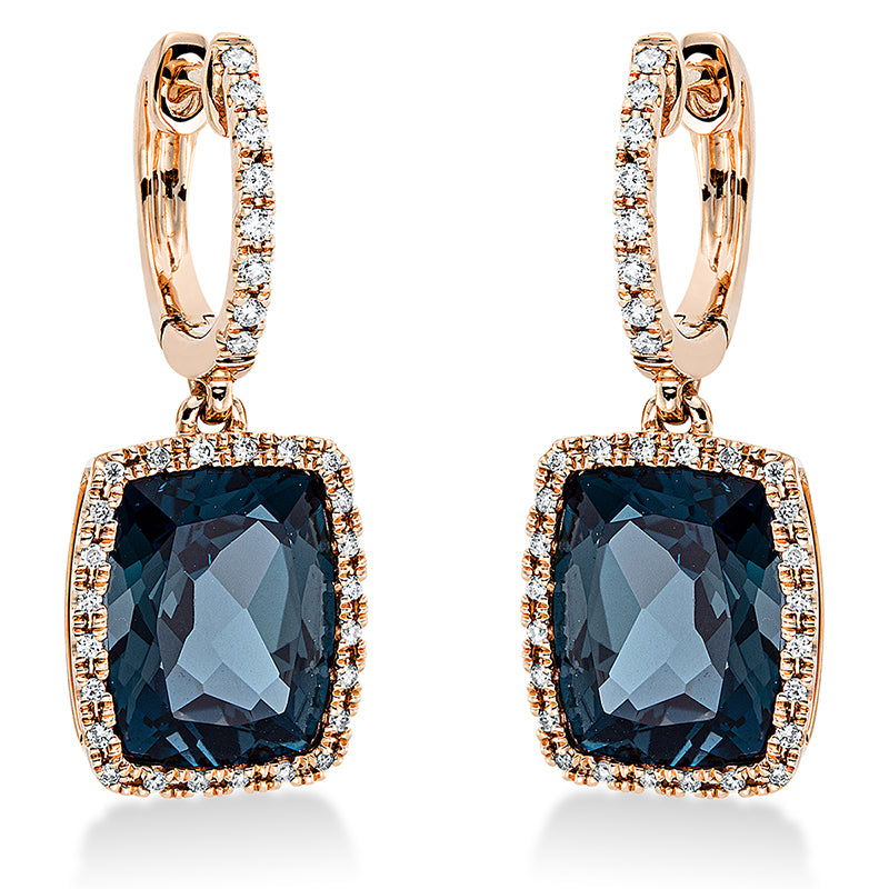 Ohrschmuck mit Topas  aus 750/-18 Karat Rotgold mit 64 Diamanten 0