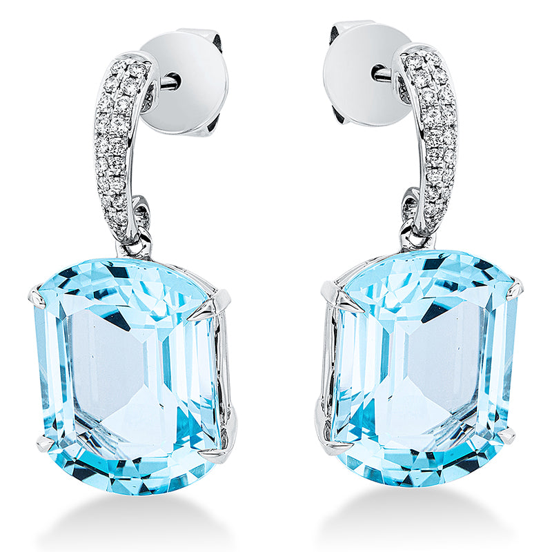 Ohrschmuck mit Topas  aus 750/-18 Karat Weißgold mit 38 Diamanten 0
