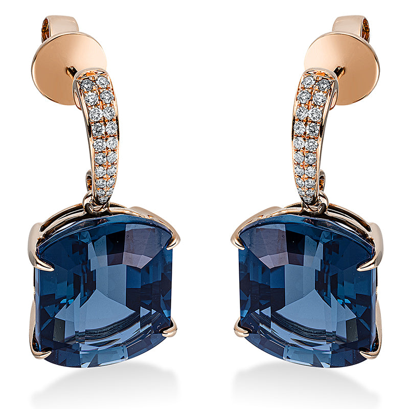 Ohrschmuck mit Topas  aus 750/-18 Karat Rotgold mit 38 Diamanten 0