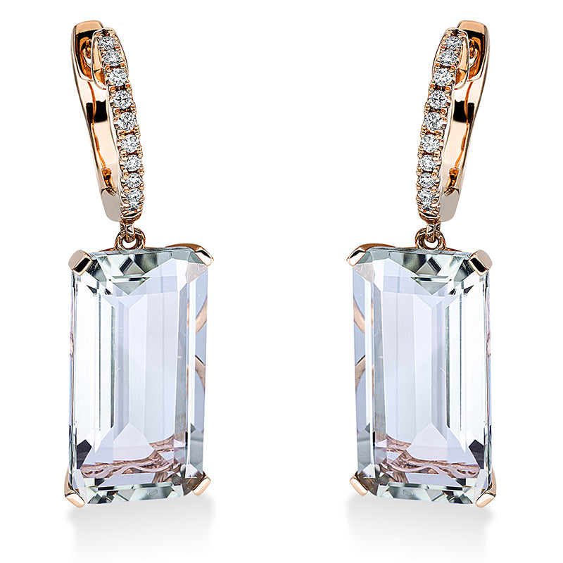 Ohrschmuck mit Amethyst  aus 750/-18 Karat Rotgold mit 20 Diamanten 0