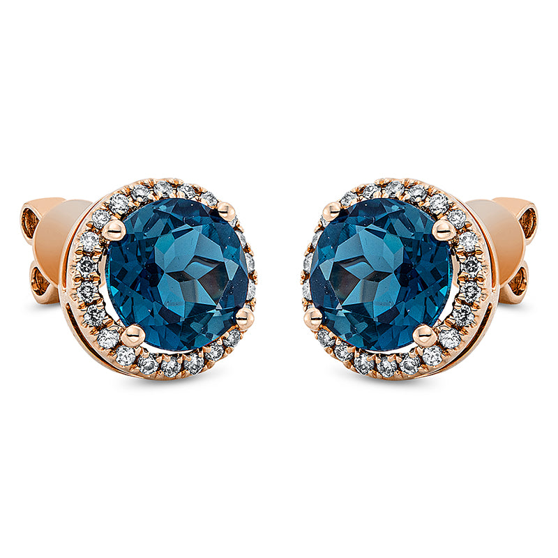 Ohrstecker mit Topas  aus 750/-18 Karat Rotgold mit 44 Diamanten 0