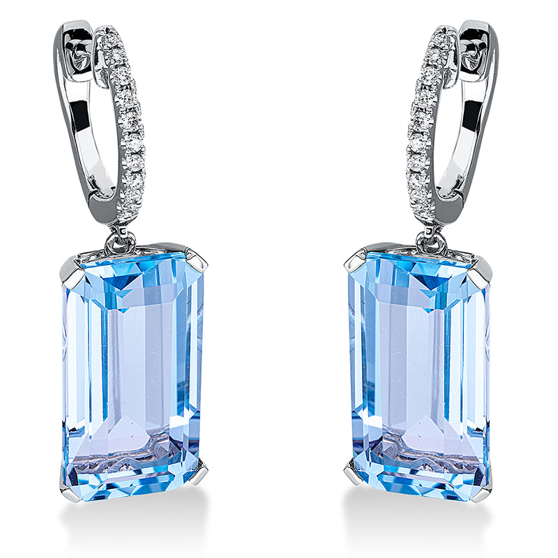 Ohrschmuck mit Topas  aus 750/-18 Karat Weißgold mit 20 Diamanten 0