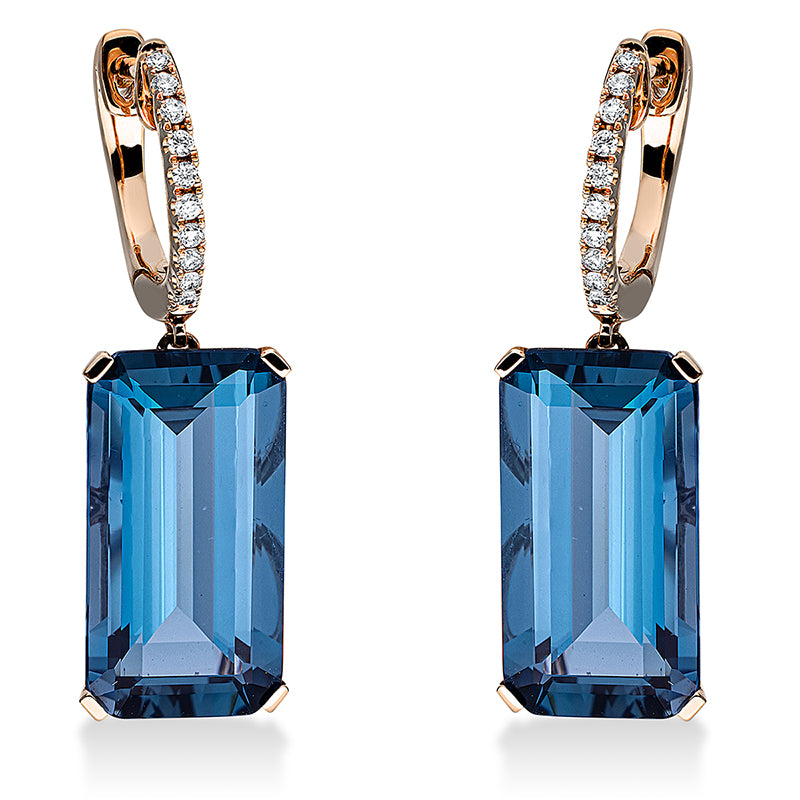 Ohrschmuck mit Topas  aus 750/-18 Karat Rotgold mit 20 Diamanten 0