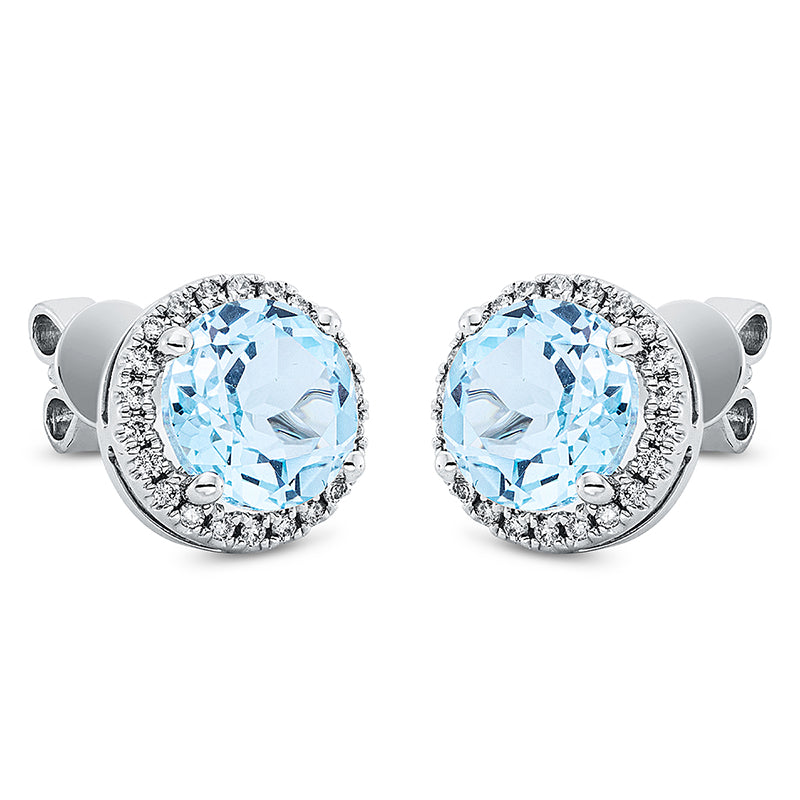 Ohrschmuck mit Topas  aus 750/-18 Karat Weißgold mit 44 Diamanten 0