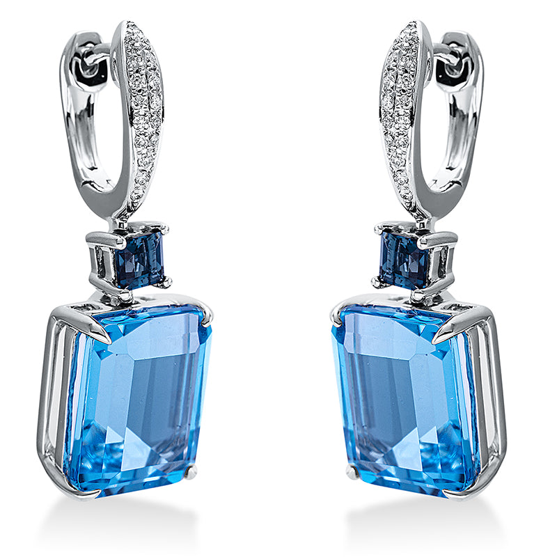 Ohrschmuck mit Topas  aus 750/-18 Karat Weißgold mit 32 Diamanten 0