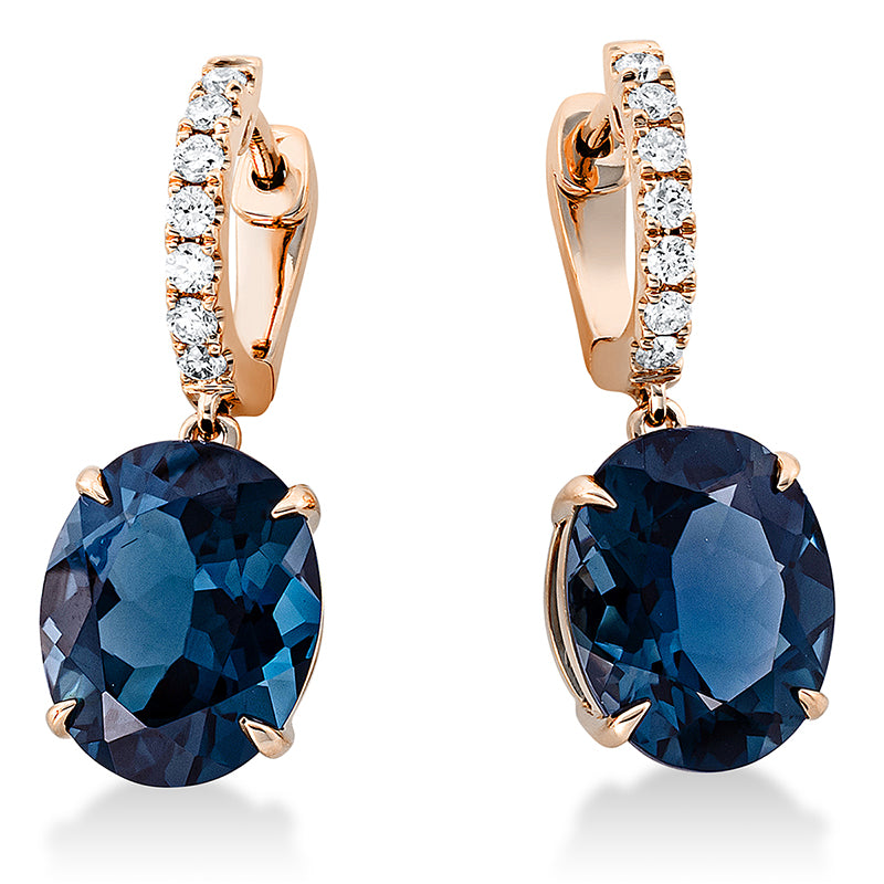Ohrschmuck mit Topas  aus 750/-18 Karat Rotgold mit 14 Diamanten 0