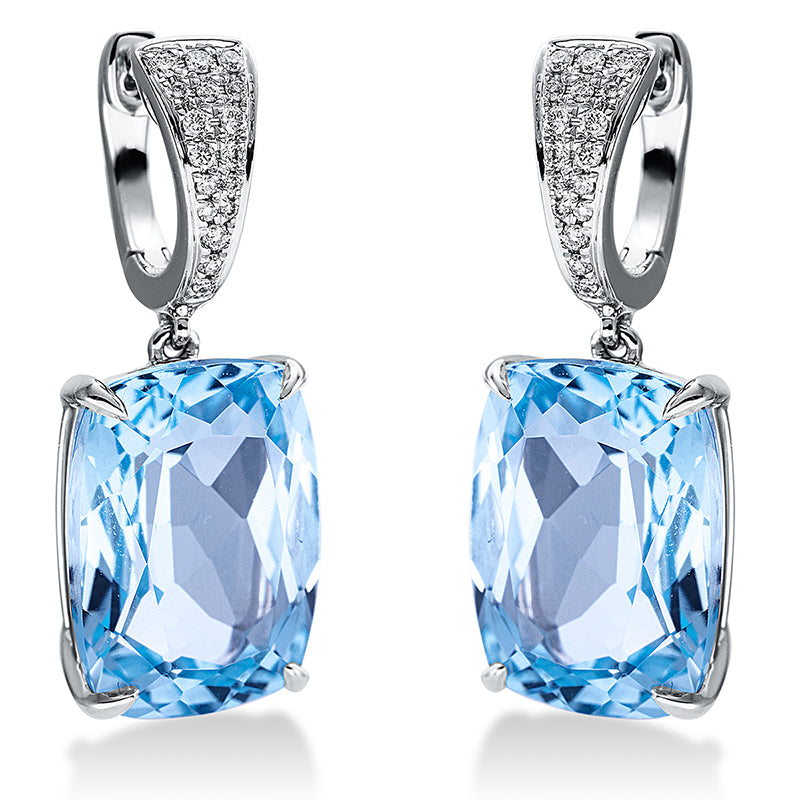Ohrschmuck mit Topas  aus 750/-18 Karat Weißgold mit 34 Diamanten 0