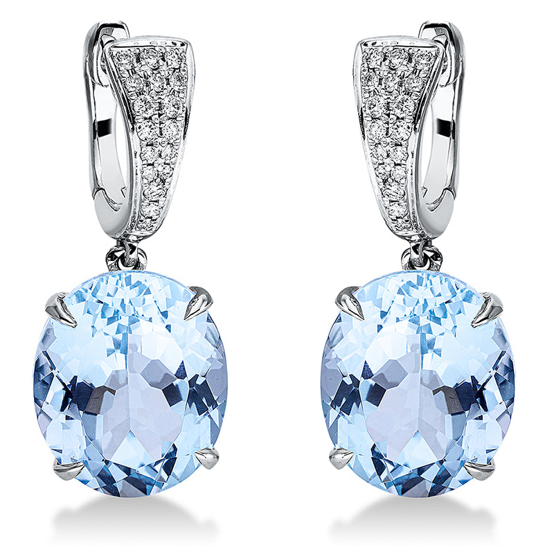 Ohrschmuck mit Topas  aus 750/-18 Karat Weißgold mit 34 Diamanten 0