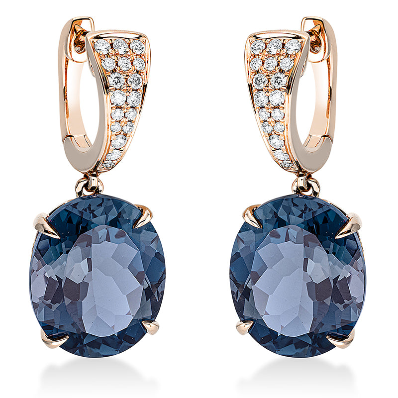 Ohrschmuck mit Topas  aus 750/-18 Karat Rotgold mit 34 Diamanten 0