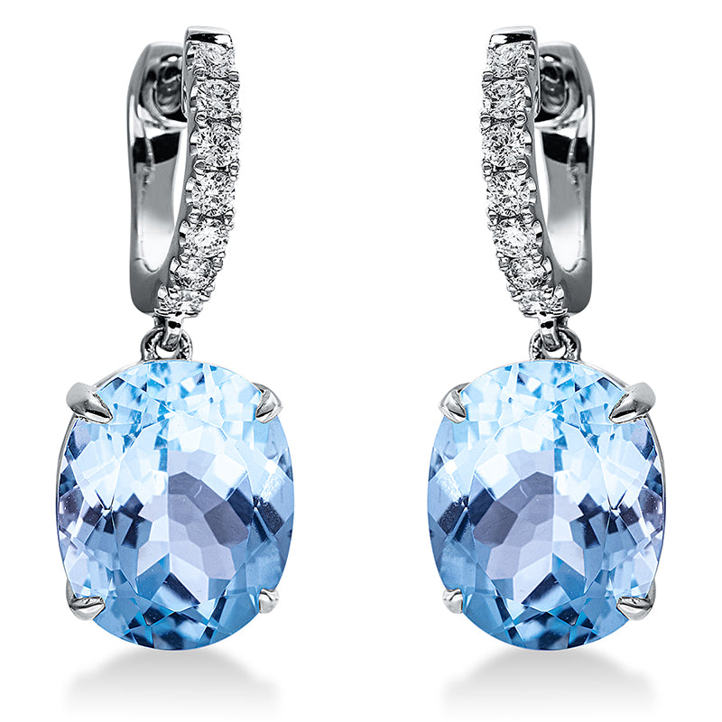 Ohrschmuck mit Topas  aus 750/-18 Karat Weißgold mit 14 Diamanten 0