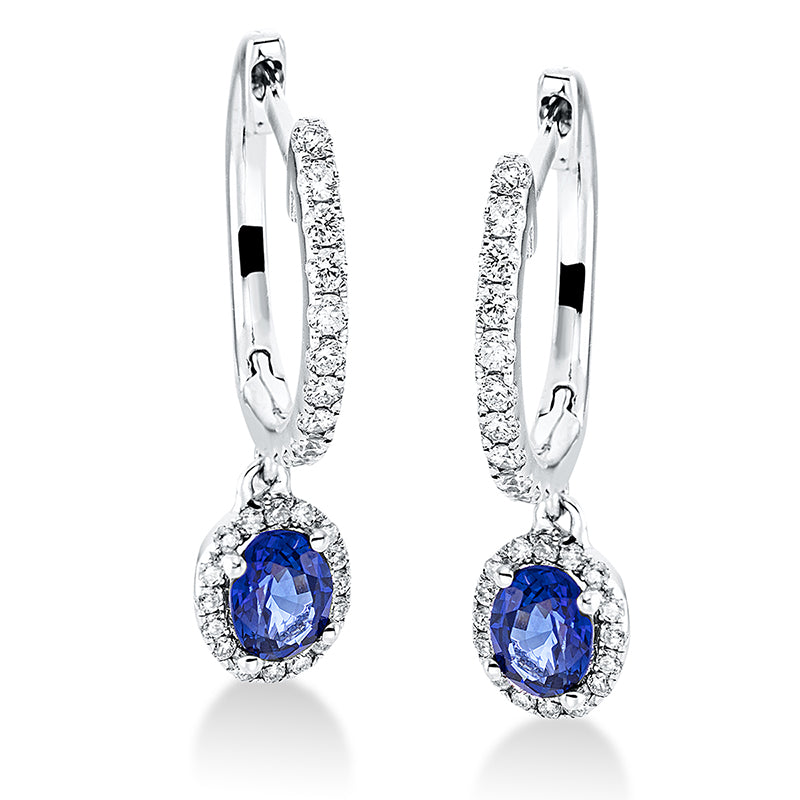 Ohrschmuck mit Saphir  aus 750/-18 Karat Weißgold mit 56 Diamanten 0
