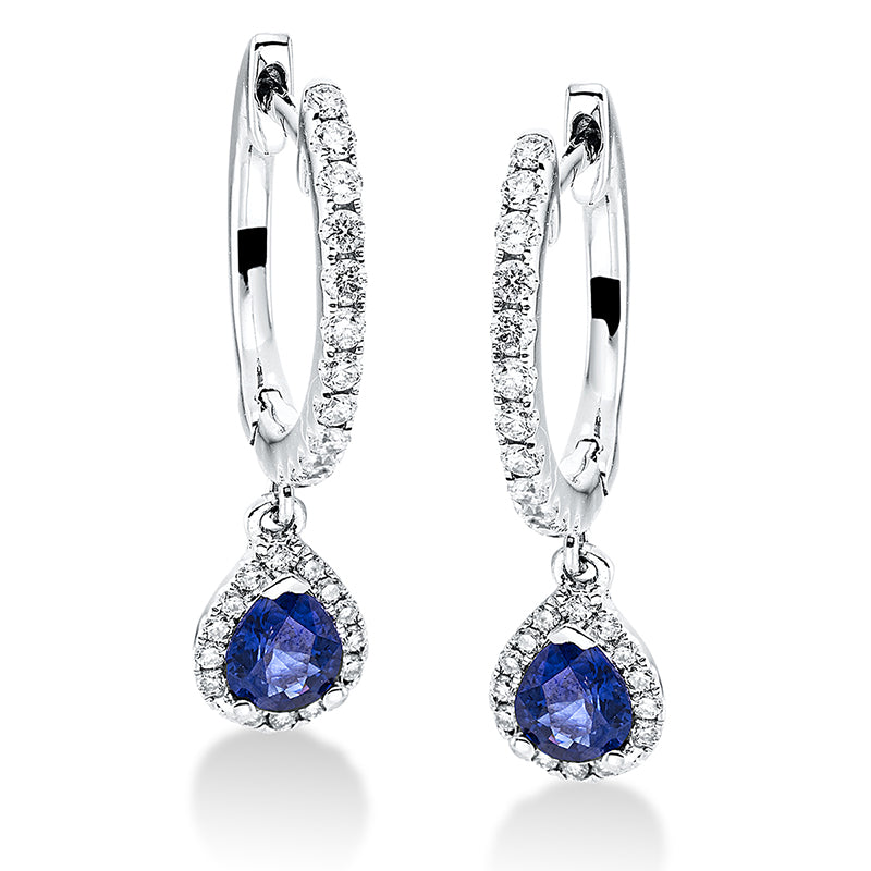 Ohrschmuck mit Saphir  aus 750/-18 Karat Weißgold mit 52 Diamanten 0