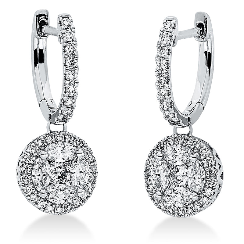 Ohrschmuck    aus 750/-18 Karat Weißgold mit 72 Diamanten 1