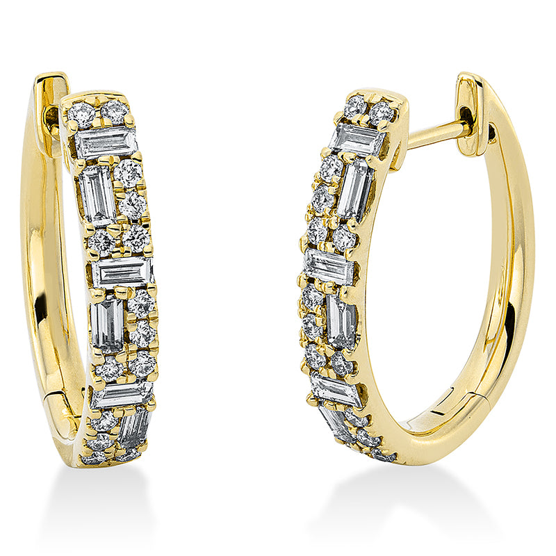 Creolen - Mehrfachsteinbesatz aus Gold mit Diamanten - 2O069