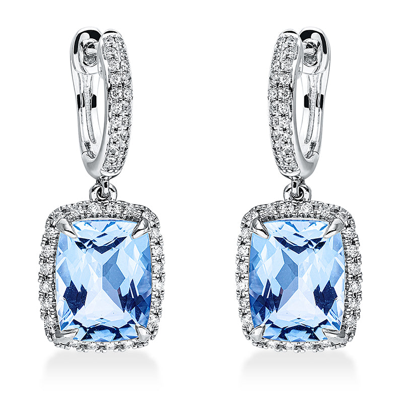 Ohrschmuck mit Topas  aus 750/-18 Karat Weißgold mit 92 Diamanten 0