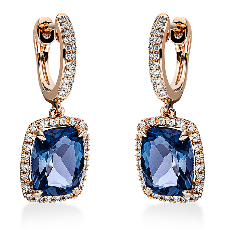 Ohrschmuck mit Topas  aus 750/-18 Karat Rotgold mit 92 Diamanten 0