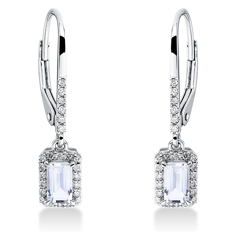 Ohrschmuck mit Amethyst  aus 750/-18 Karat Weißgold mit 48 Diamanten 0