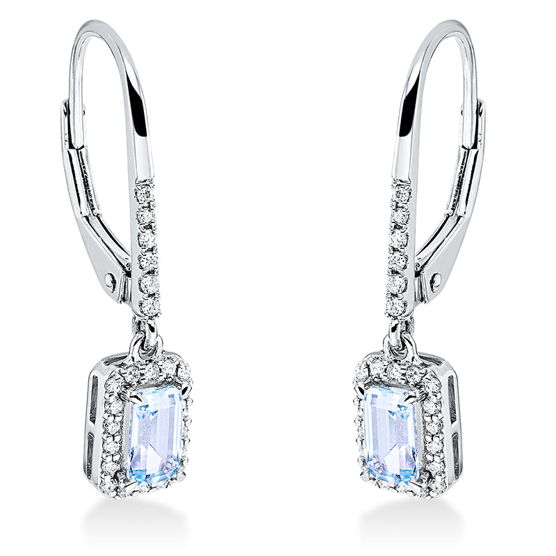 Ohrschmuck mit Topas  aus 750/-18 Karat Weißgold mit 48 Diamanten 0