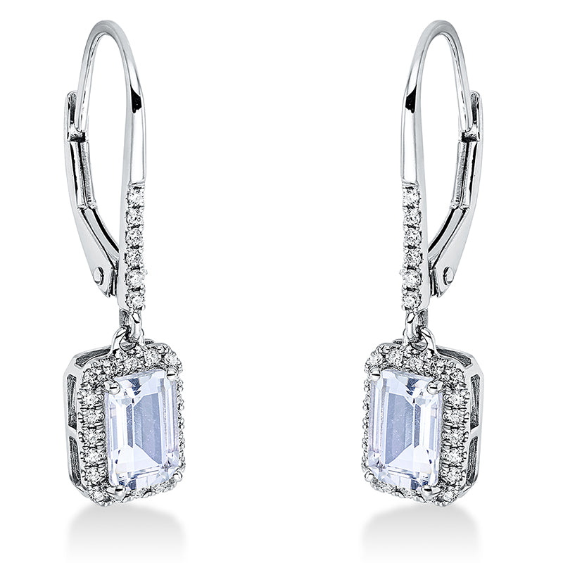 Ohrschmuck mit Amethyst  aus 750/-18 Karat Weißgold mit 52 Diamanten 0