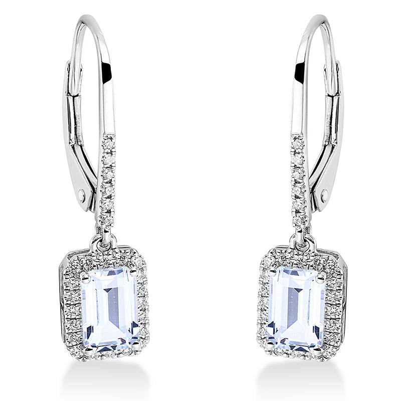 Ohrschmuck mit Topas  aus 750/-18 Karat Weißgold mit 52 Diamanten 0