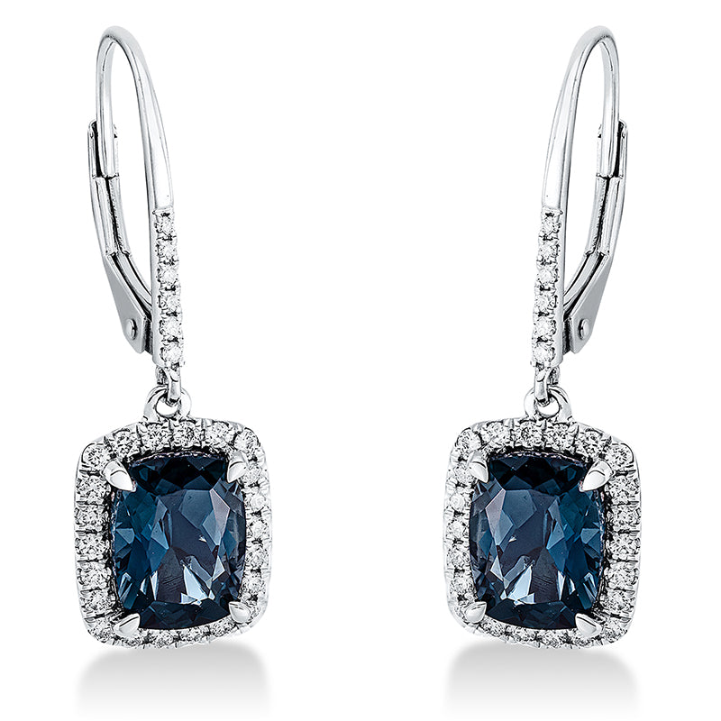 Ohrschmuck mit Topas  aus 750/-18 Karat Weißgold mit 80 Diamanten 0