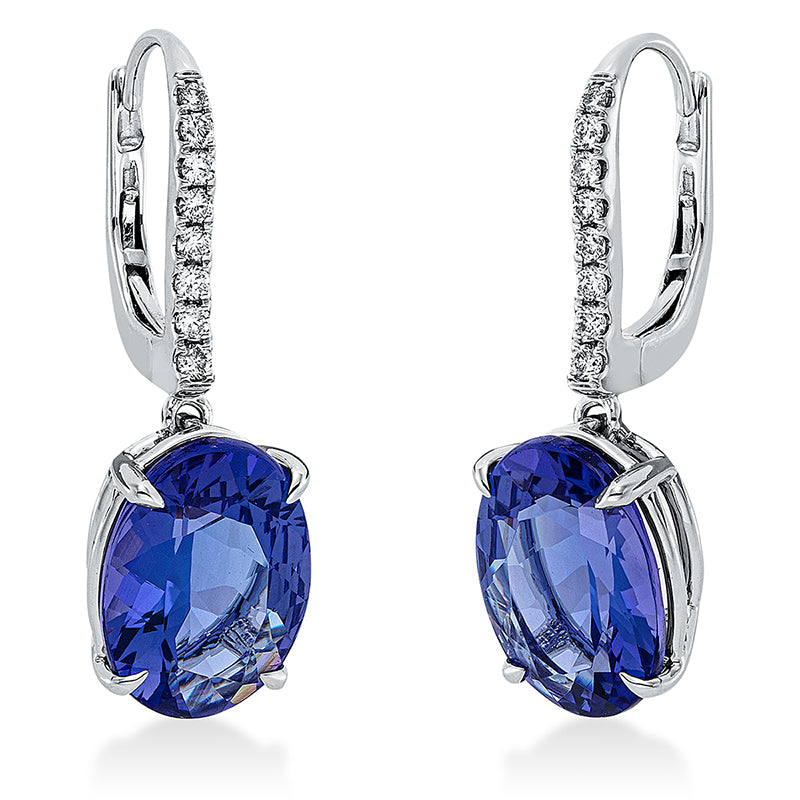 Ohrschmuck mit Tansanit  aus 750/-18 Karat Weißgold mit 16 Diamanten 0