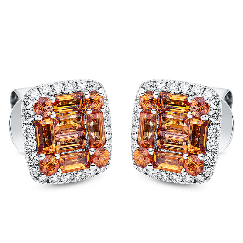 Ohrstecker mit Saphir  aus 750/-18 Karat Weißgold mit 48 Diamanten 0