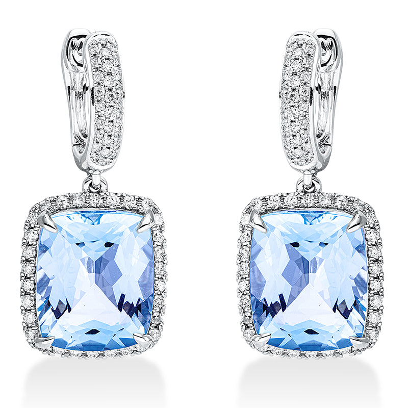 Ohrschmuck mit Topas  aus 750/-18 Karat Weißgold mit 116 Diamanten 0