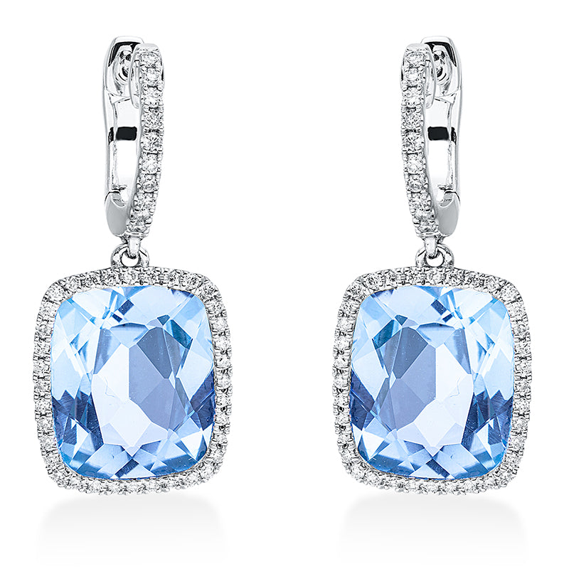 Ohrschmuck mit Topas  aus 750/-18 Karat Weißgold mit 92 Diamanten 0