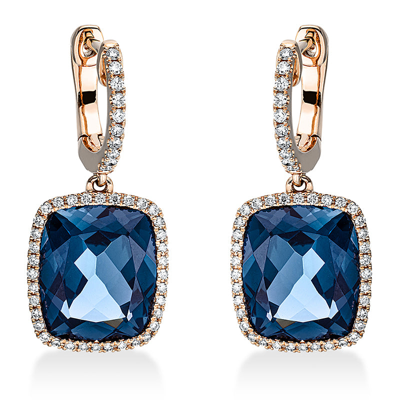Ohrschmuck mit Topas  aus 750/-18 Karat Rotgold mit 92 Diamanten 0