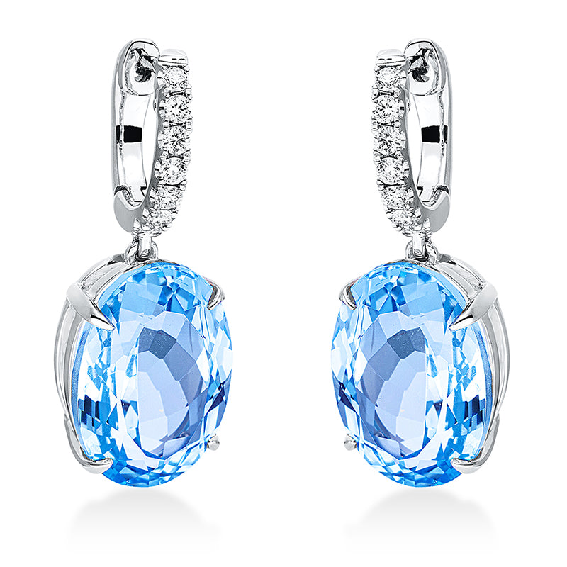 Ohrschmuck mit Topas  aus 750/-18 Karat Weißgold mit 14 Diamanten 0