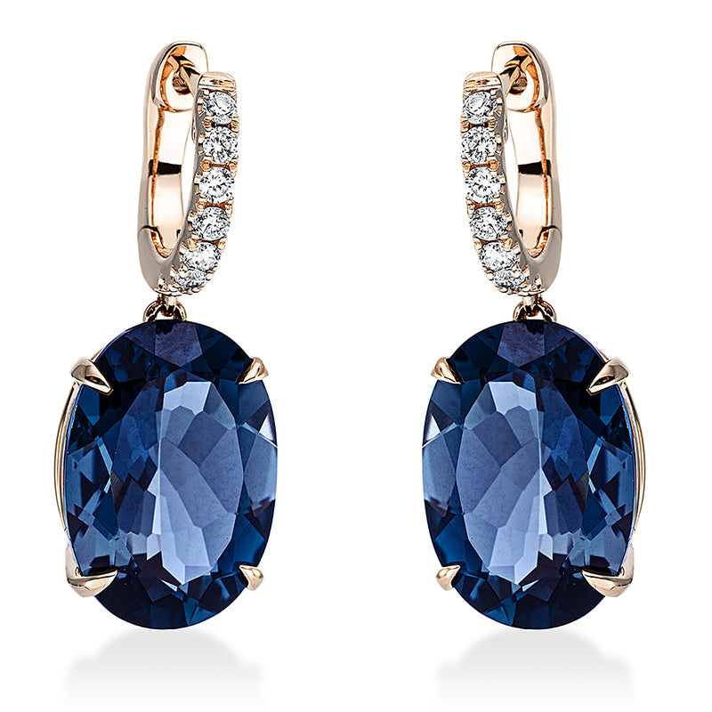 Ohrschmuck mit Topas  aus 750/-18 Karat Rotgold mit 14 Diamanten 0
